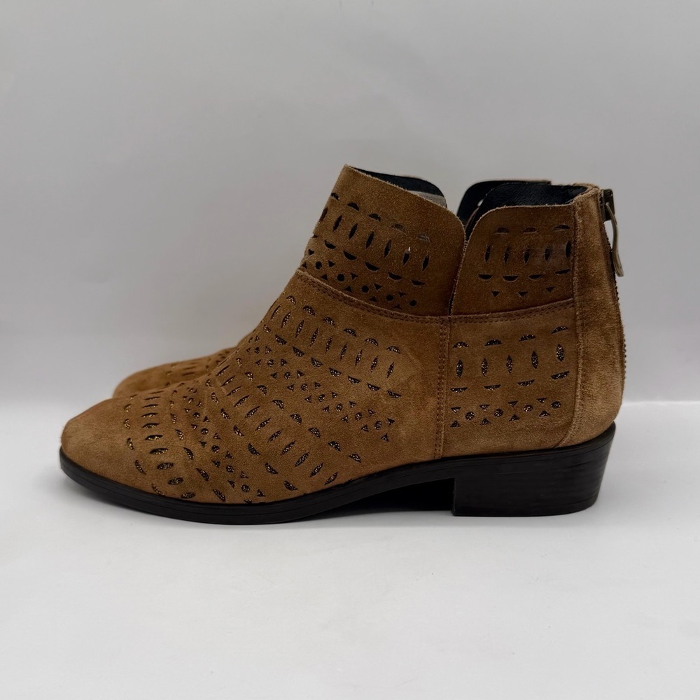KANNA Ankle Boots Brown Suede Gold Accents SIze 6.5 / 37 Made in Spain - Picture 2 of 9